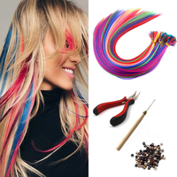 Extensions Capillaires Synthétiques Lisses de 16 Pouces pour Femme, Mèches Colorées I-Tip, Haute Température, 20 Paquets/Paquet 1